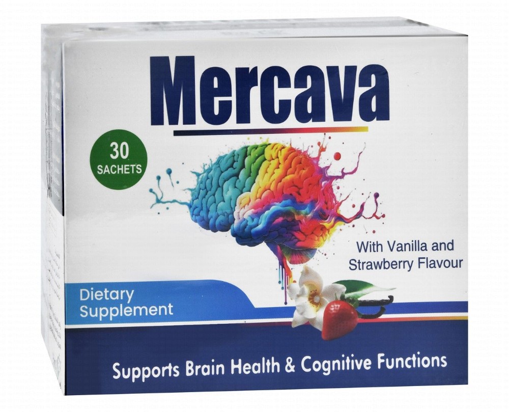 Mercava Brain Health & Cognitive Function Support Supplement Sachets Vanilla & Strawberry Flavor