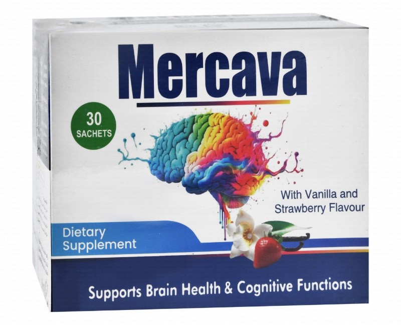 Mercava Brain Health & Cognitive Function Support Supplement Sachets Vanilla & Strawberry Flavor