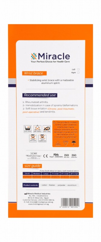 Miracle 0041 Medium White Left Wrist Brace (18-18.5cm)