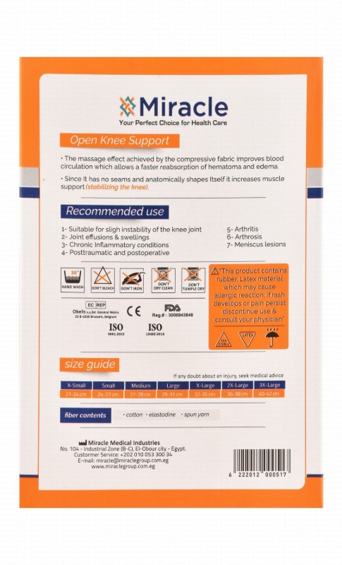 Miracle 2XL White Open Knee Support (46.9-51.9cm)