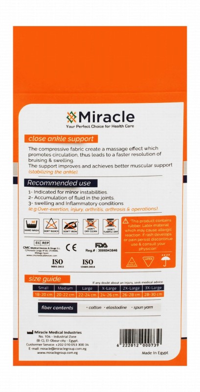 Miracle 3XL White Closed Ankle Support (28-30cm)