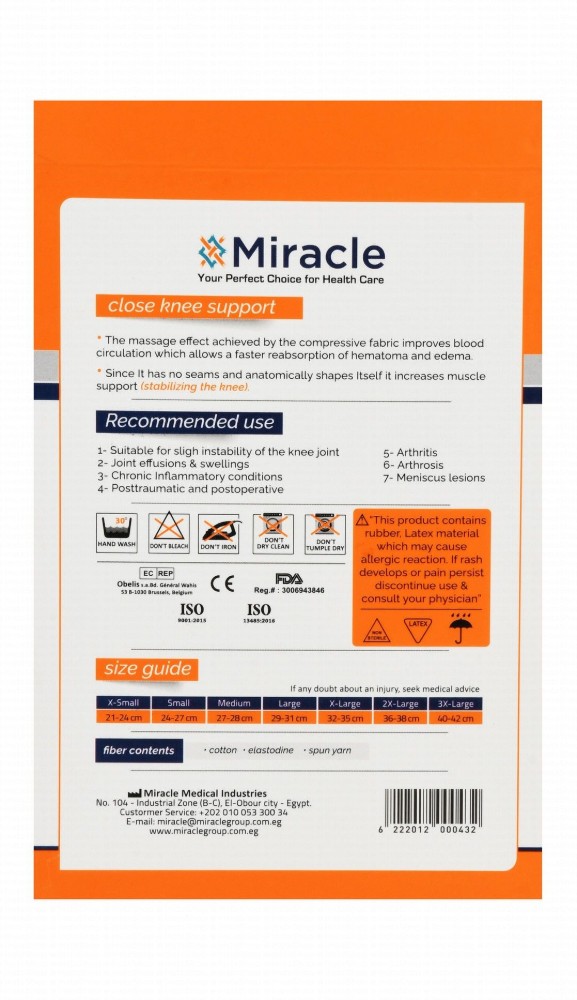 Miracle XL White Close Knee Support (32-35cm)
