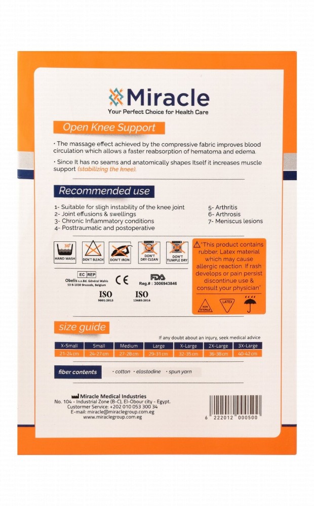 Miracle XL White Open Knee Support (41.9-46.9cm)