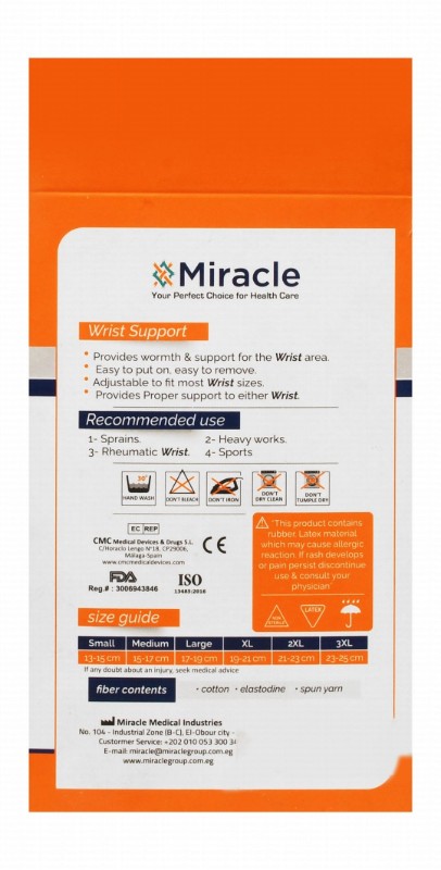 Miracle XL White Wrist Support (19-21cm)
