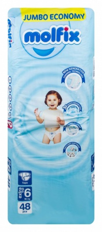 Molfix Hypoallergenic XL Baby Diapers Size 6 (16+ kg) - BPA free, parabens free