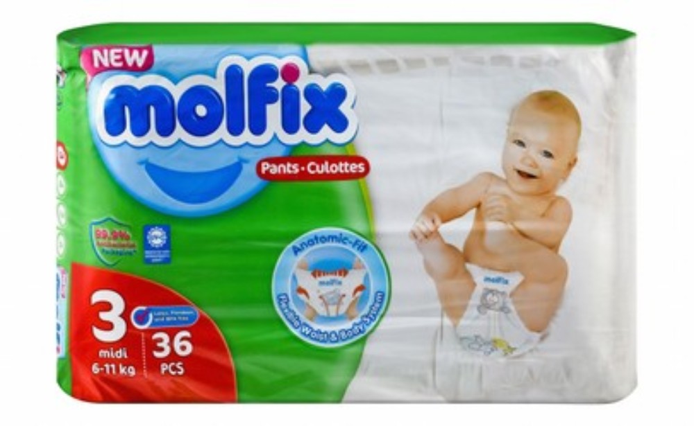 Molfix Medium Baby Diaper Pants Size 3 (6-11kg) with Aloe Vera & Chamomile Extracts - BPA free, latex free, parabens free