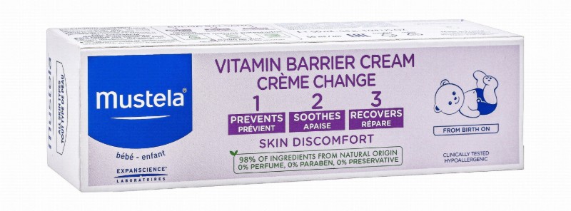 Mustela 123 Hypoallergenic Vitamin Barrier Baby Cream for All Skin Types (0+ Months) - parabens free, perfume free, preservative free