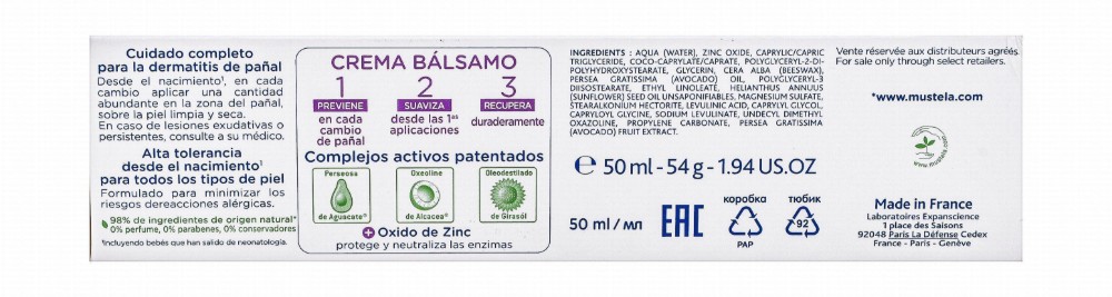 Mustela 123 Hypoallergenic Vitamin Barrier Baby Cream for All Skin Types (0+ Months) - parabens free, perfume free, preservative free