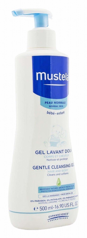 Mustela Baby Hair & Body Cleansing Gel with Organic Avocado Extract for Normal Skin - vegan, animal ingredient free