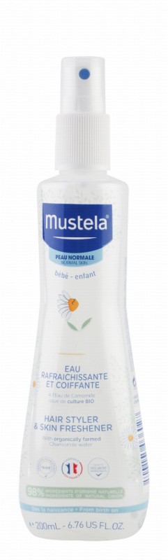 Mustela Baby Hair Styler & Skin Freshener Spray with Organic Chamomile Water for Normal Skin (0+ Months)