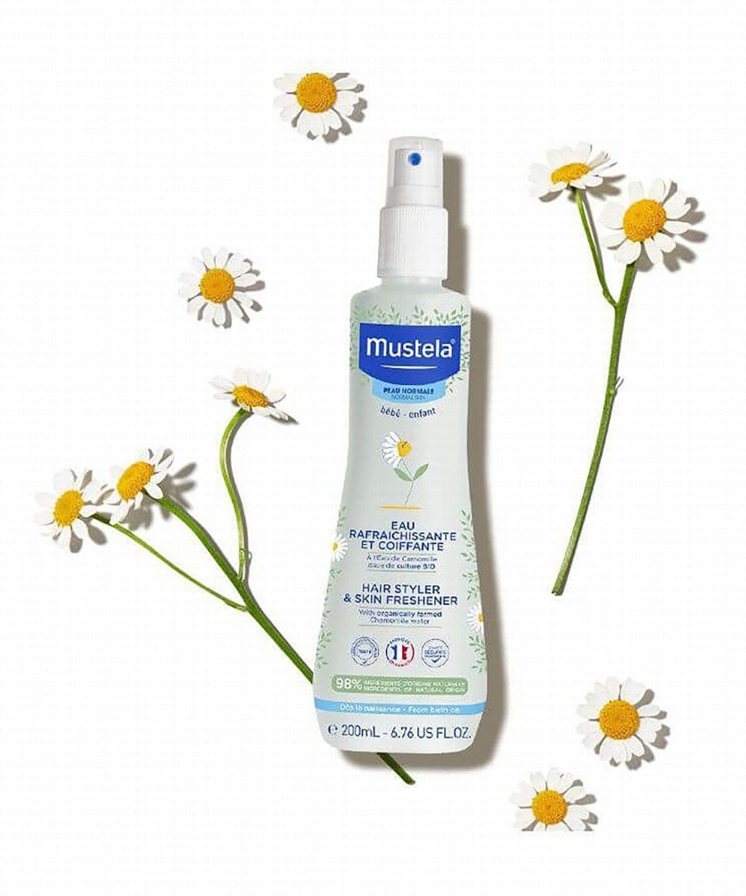Mustela Baby Hair Styler & Skin Freshener Spray with Organic Chamomile Water for Normal Skin (0+ Months)