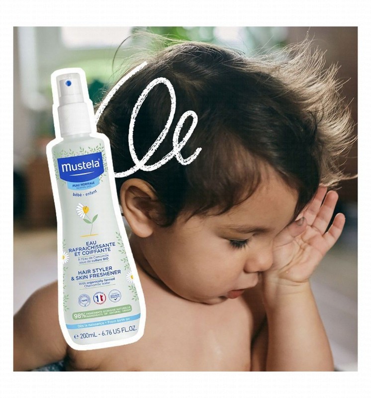 Mustela Baby Hair Styler & Skin Freshener Spray with Organic Chamomile Water for Normal Skin (0+ Months)