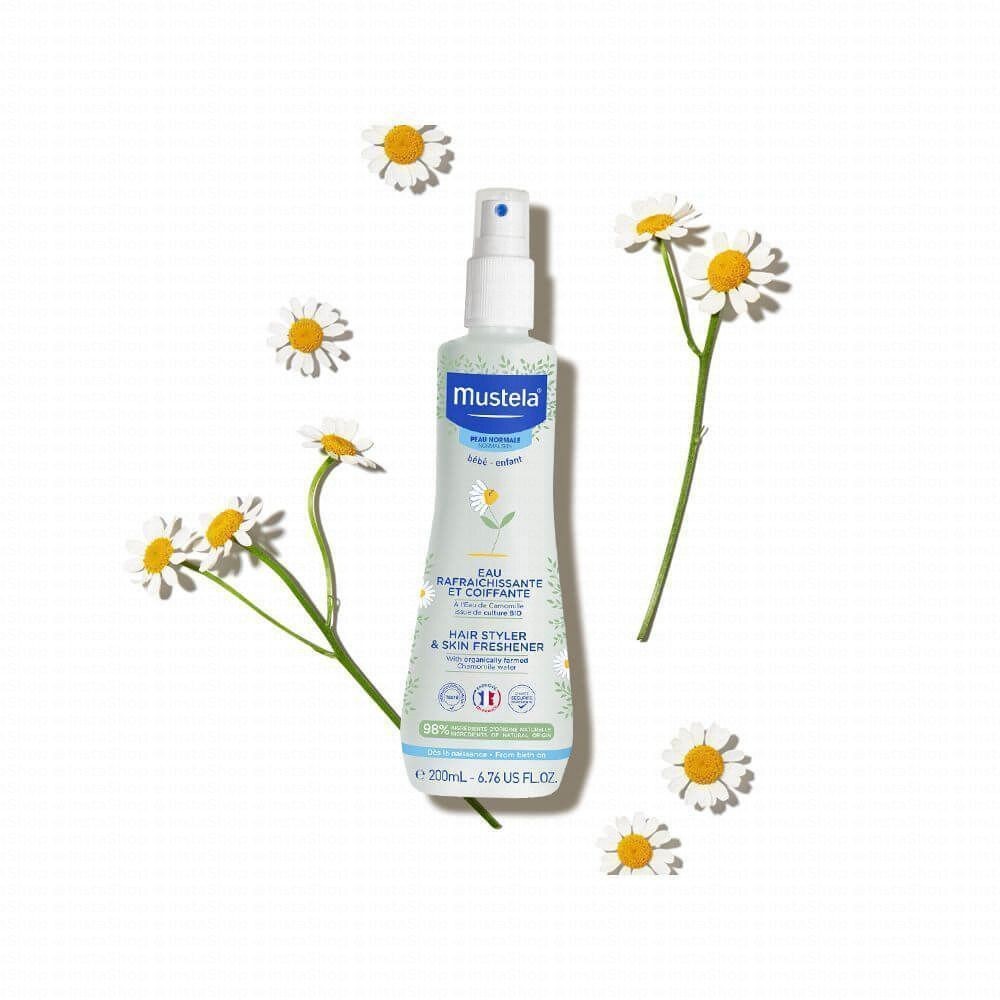 Mustela Baby Hair Styler & Skin Freshener Spray with Organic Chamomile Water for Normal Skin (0+ Months)