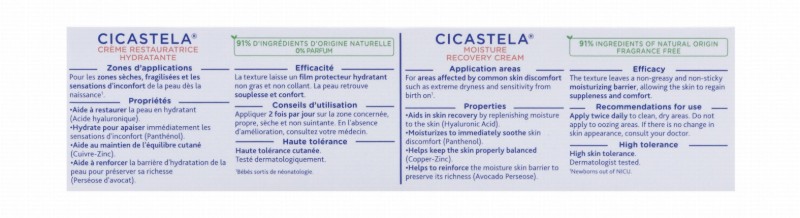 Mustela Cicastela Non-Greasy Moisture Recovery Cream for Babies (0+ Months) - fragrance free
