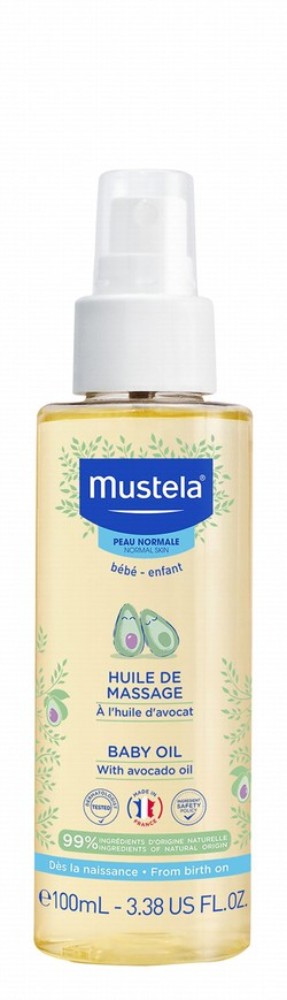 Mustela Huile De Massage Baby Oil with Avocado Oil for Normal Skin (0+ Months) - animal ingredients free