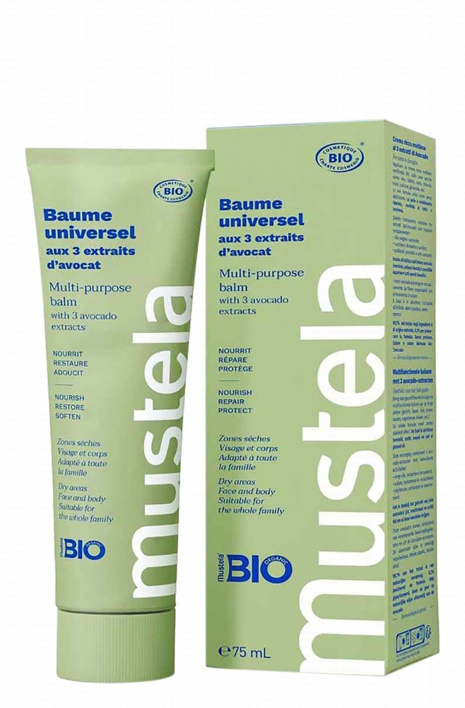 Mustela Organic Nourishing, Repairing & Protecting Multipurpose Face & Body Balm with 3 Avocado Extracts for Dry Areas