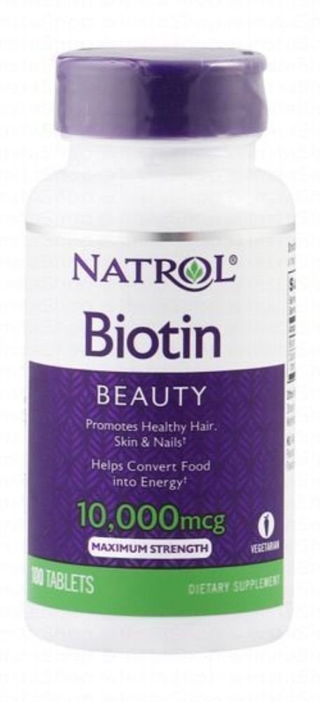 Natrol 10000mcg Biotin Beauty Support Supplement for Hair, Skin & Nails - vegetarian, milk free, wheat free