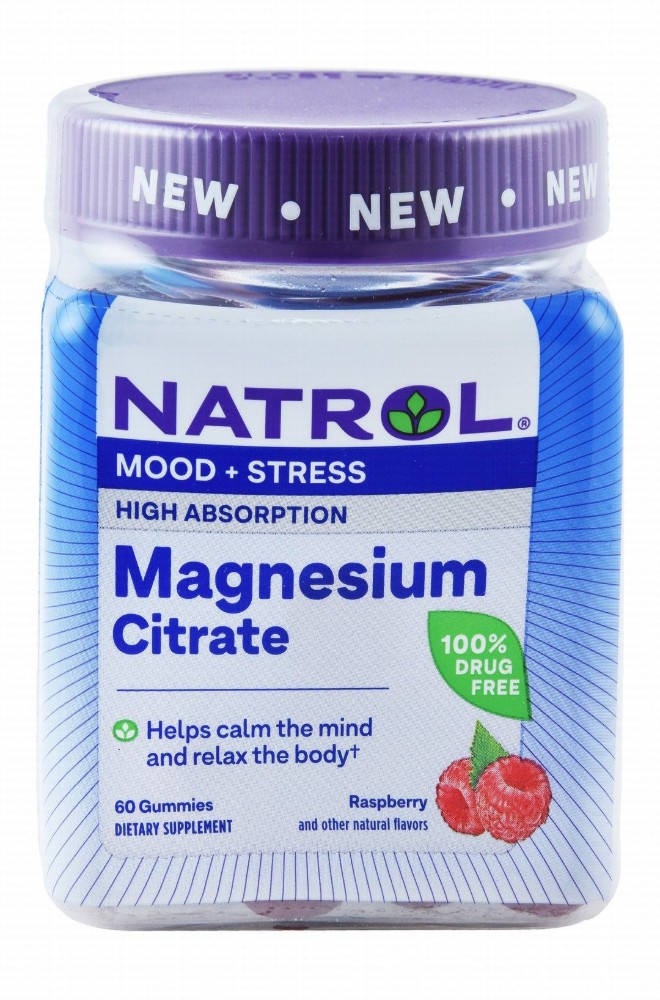 Natrol 166mg Magnesium Citrate Gummy Supplements Raspberry Flavor for Mood & Stress Relief - vegetarian, GMO free, drug free
