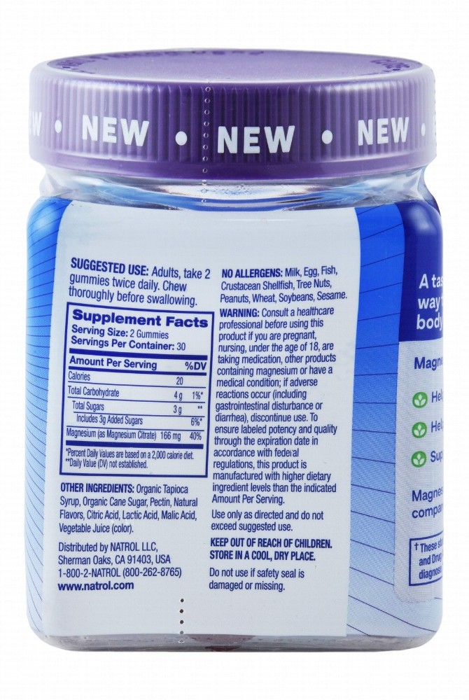 Natrol 166mg Magnesium Citrate Gummy Supplements Raspberry Flavor for Mood & Stress Relief - vegetarian, GMO free, drug free