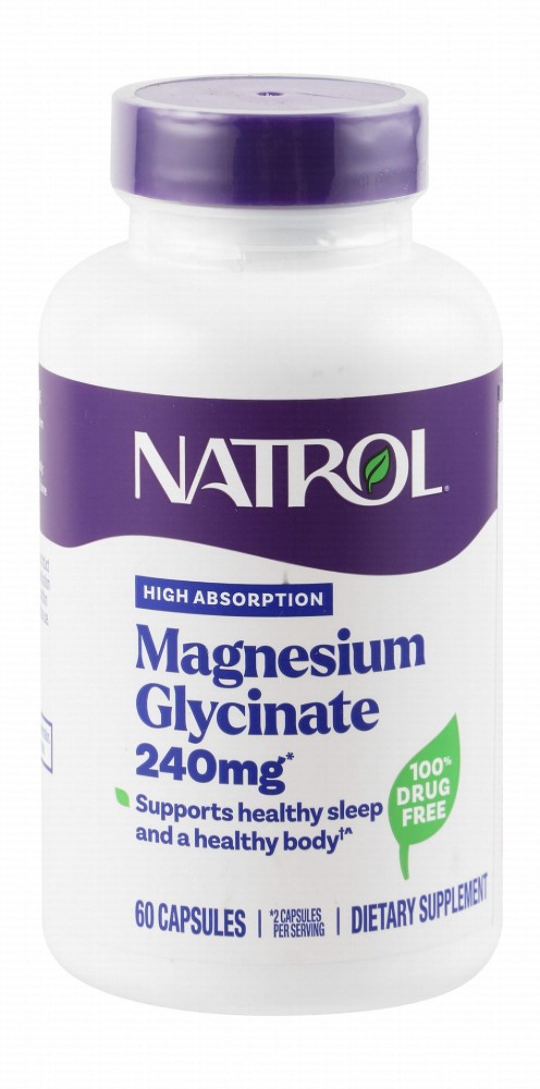 Natrol 240mg Magnesium Glycinate Sleep & Body Health Support Supplement - drug free