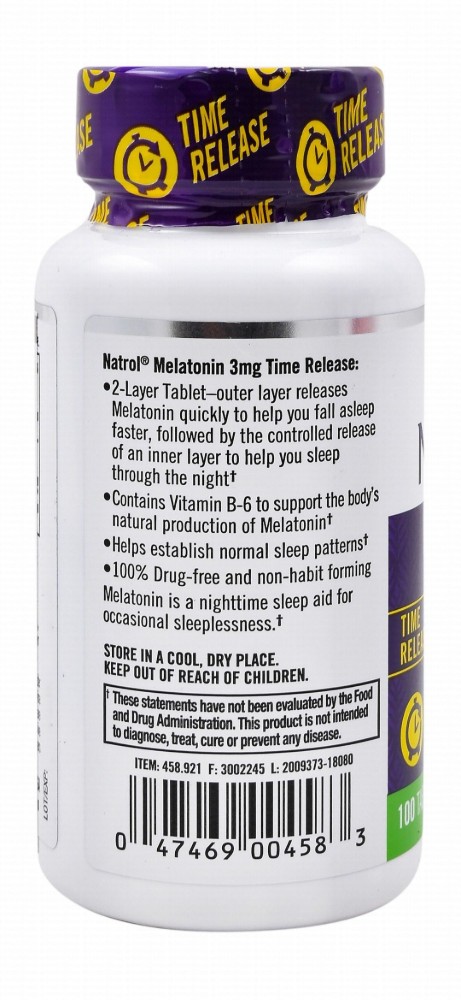 Natrol 3mg Melatonin Sleep Support Supplement - vegetarian, drug free