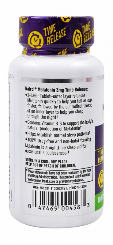 Natrol 3mg Melatonin Sleep Support Supplement - vegetarian, drug free