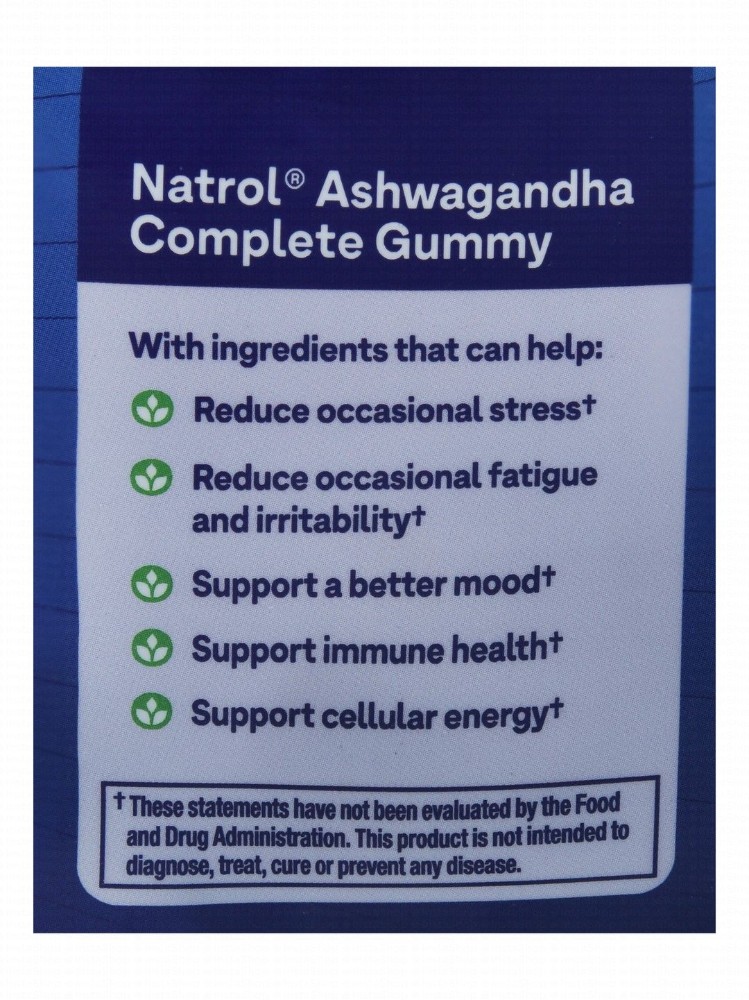 Natrol Ashwagandha Complete Mood & Stress Support Gummy Supplements Strawberry Zen Flavor with Selenium, Vitamin B12 & D3 - vegetarian, GMO free, drug free