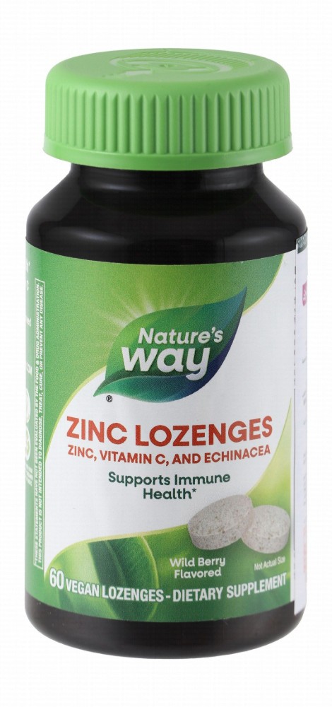 Nature's Way 100mg Vitamin C & 23mg Zinc Immune System Support Supplement Lozenges Wild Berry Flavor with Echinacea - vegan, gluten free, wheat free