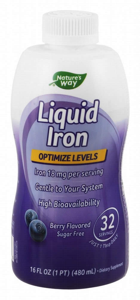 Nature's Way 18mg Iron Liquid Supplement Berry Flavor - sugar free, gluten free