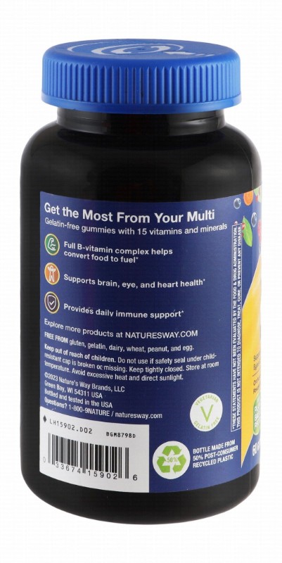Nature's Way Alive 100mg Orchard Fruits & Garden Veggies Powder Blend Men's 50 Plus Multivitamin Gummy Supplements - gluten free, gelatin free