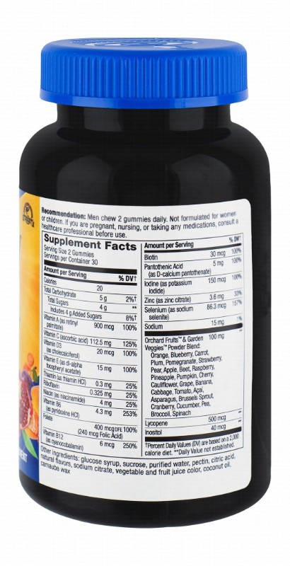 Nature's Way Alive 100mg Orchard Fruits & Garden Veggies Powder Blend Men's Multivitamin Gummy Supplements - gluten free, gelatin free