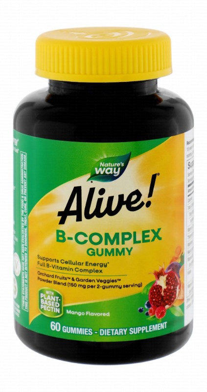 Nature's Way Alive Cellular Energy Support Gummy Supplements Mango Flavor with Vitamin B Complex, Orchand Fruits & Garden Veggies