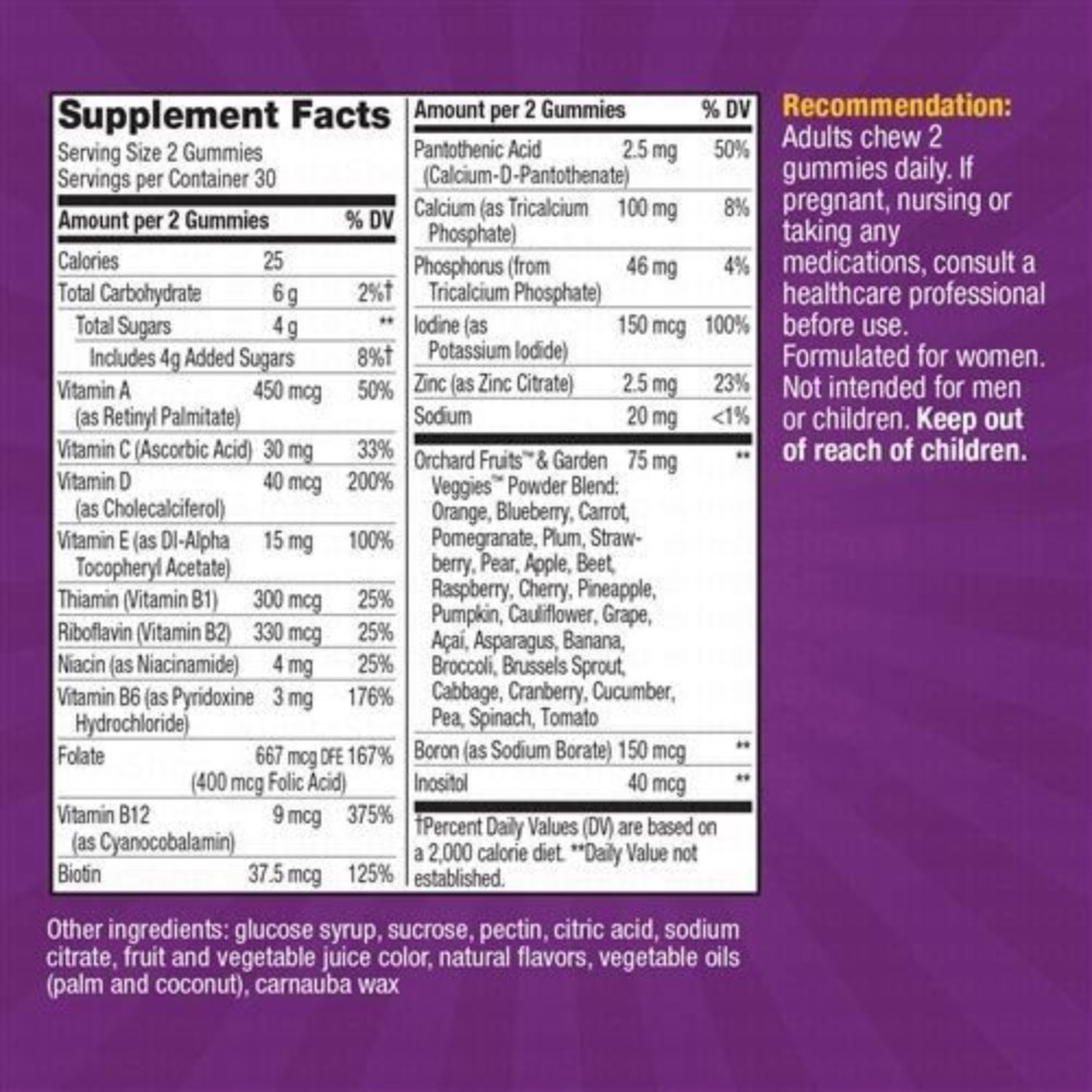 Nature's Way Alive Women's Multivitamin Gummy Supplements Fruit Flavor - dairy free, gluten free