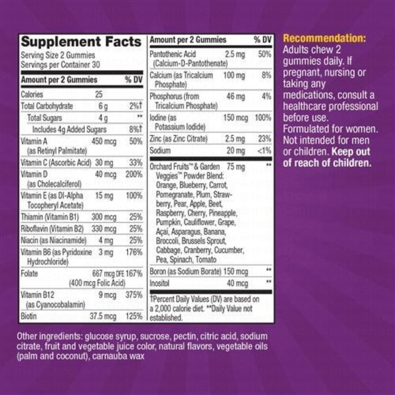 Nature's Way Alive Women's Multivitamin Gummy Supplements Fruit Flavor - dairy free, gluten free