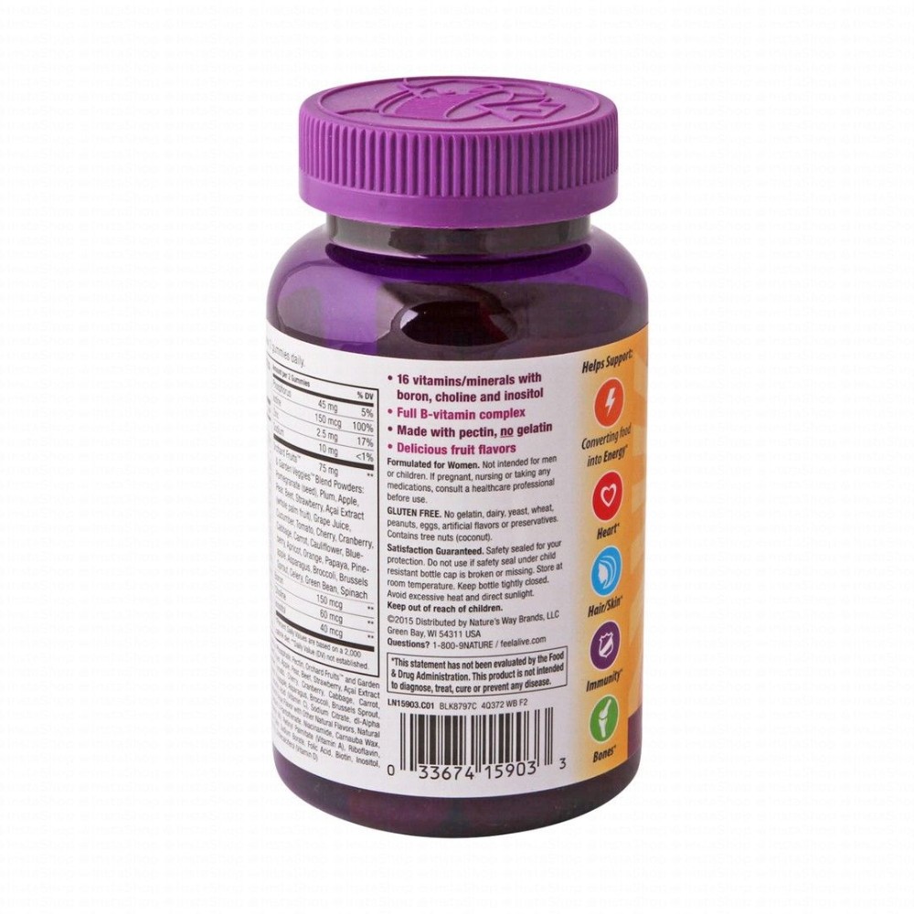 Nature's Way Alive Women's Multivitamin Gummy Supplements Fruit Flavor - dairy free, gluten free