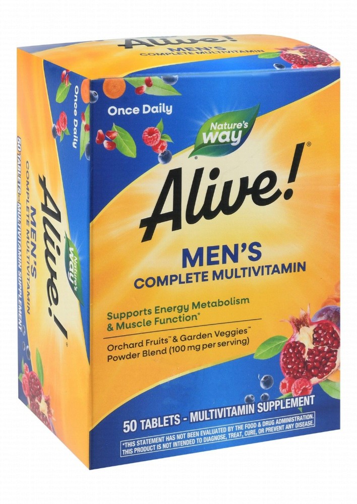 Nature's Way Alive! Men's Multivitamin Energy, Metabolism & Muscle Function Support Supplement with Orchard Fruits & Garden Veggies