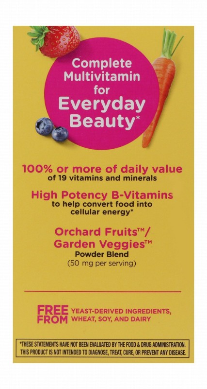 Nature's Way Alive! Multivitamin & Mineral Supplement Strawberry Flavor with Collagen & Biotin for Hair, Skin & Nails - wheat free, soy free, dairy free