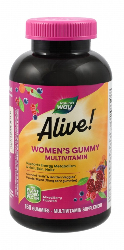 Nature's Way Alive! Women's Multivitamin Gummy Supplements Mixed Berry Flavor with Orchard Fruits & Garden Veggies for Healthy Hair, Skin & Nails - vegetarian, gelatin free, gluten free