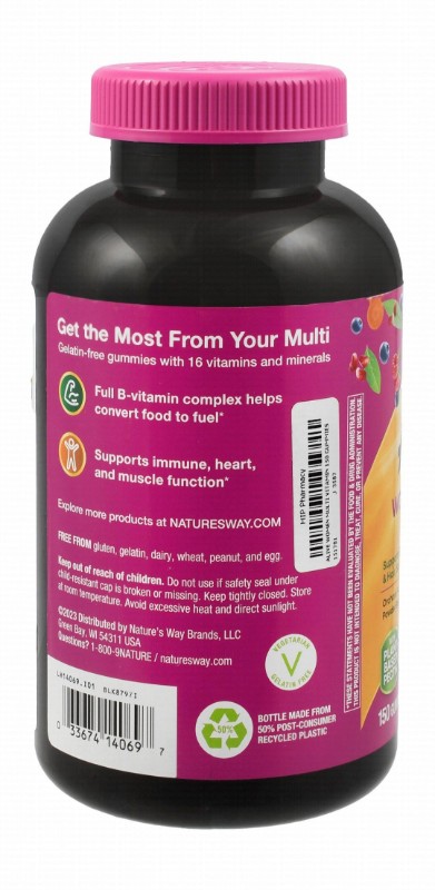 Nature's Way Alive! Women's Multivitamin Gummy Supplements Mixed Berry Flavor with Orchard Fruits & Garden Veggies for Healthy Hair, Skin & Nails - vegetarian, gelatin free, gluten free