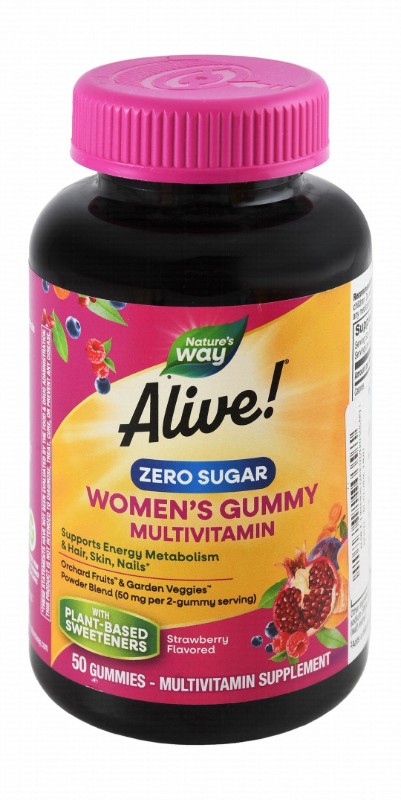 Nature's Way Alive! Women's Multivitamin Gummy Supplements Strawberry Flavor with Orchard Fruits & Garden Veggies for Healthy Hair, Skin & Nails - vegetarian, gelatin free, gluten free
