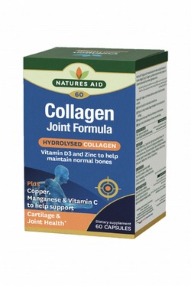 Natures Aid Joint Formula 500mg Hydrolysed Marine Collagen Normal Bones, Cartilage & Joint Health Support Supplement with Zinc, Vitamins D3 & C - artificial flavors free, artificial colors free, preservatives free