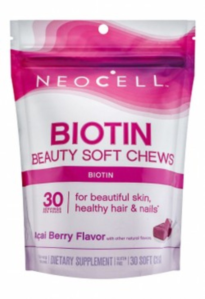 Neocell 10,000mcg Biotin Chewable Supplements Acai Berry Flavor for Healthy Hair & Nails - GMO free, gluten free, soy free