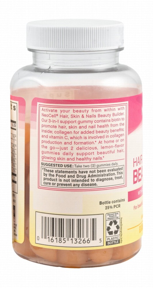 Neocell Beauty Builder 200mg Collagen Gummy Supplements Lemon Flavor with Biotin & Vitamin C for Beautiful Hair, Skin & Nails - gluten free