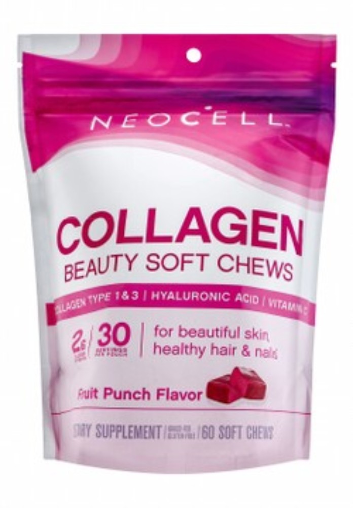 Neocell Beauty Bursts 2000mg Collagen Chewable Supplements Fruit Punch Flavor with Hyaluronic Acid & Vitamin C - soy free, gluten free