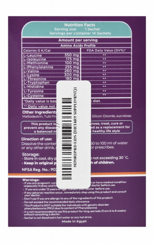 Nephromed Kids Essential Amino Acids Powder Supplement Sachets Tutti Frutti Flavor