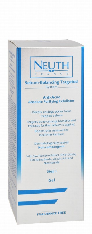 Neuth Anti-Acne Purifying & Exfoliating Face Gel Step 1 with Saw Palmetto Extract - fragrance free, non comedogenic