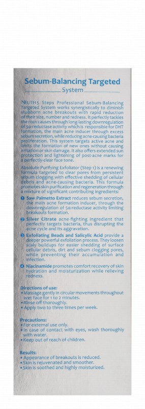 Neuth Anti-Acne Purifying & Exfoliating Face Gel Step 1 with Saw Palmetto Extract - fragrance free, non comedogenic
