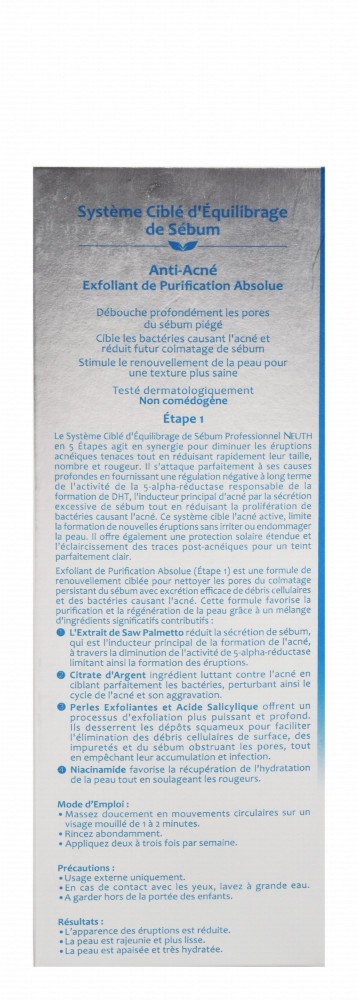 Neuth Anti-Acne Purifying & Exfoliating Face Gel Step 1 with Saw Palmetto Extract - fragrance free, non comedogenic