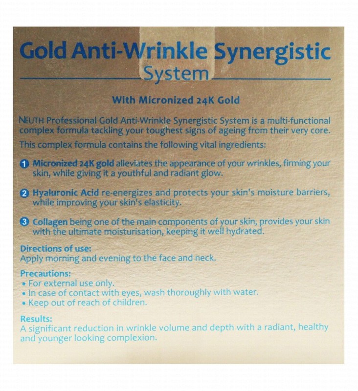 Neuth Anti-Wrinkle Face Cream with Micronized 24K Gold, Marine Collagen & Hyaluronic Acid - fragrance free