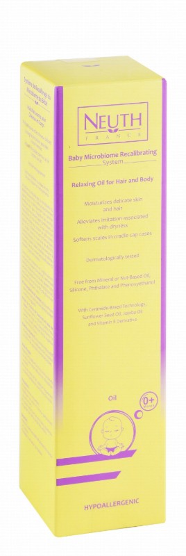 Neuth Baby Hypoallergenic Moisturizing & Relaxing Hair & Body Oil with Vitamin E, Sunflower Seed & Jojoba Oil for Delicate Skin & Hair (0+ Months) - mineral oil free, silicone free, phthalate free